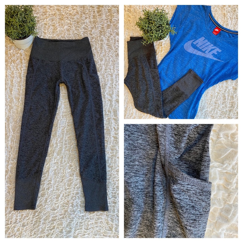 Soft Brushed Pocket Leggings High Waist Yoga Tights Gym Pants Gray size Small